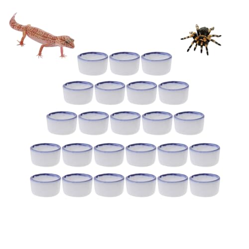 POPETPOP 72 Pack Mini Reptile Water Bowls 0.78 Inch Ceramic Shallow Dish for Small Reptiles Tarantulas Frogs Food and Water Container for Terrarium Use