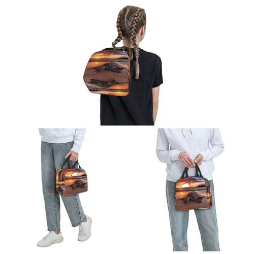 Insulated Lunch Bag Sea turtle sunset Lunch Box for Women Men Reusable Leakproof Lunch Cooler Bag for Office Picnic - color: Sea Turtle Sunset