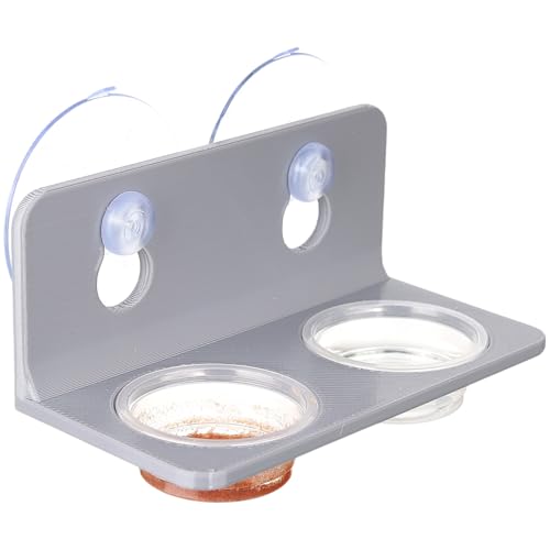 Crested Gecko Feeding Ledge with 10PCS Gecko Food Water Dish - color: Gray
