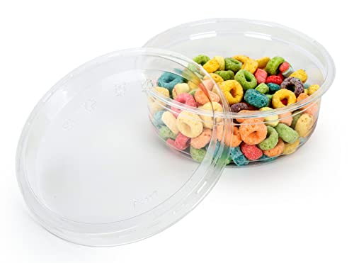 Golden Apple, 8 oz. Ultra Clear Recycled PET Plastic Round Deli Container and Flat Lid Combo - 20sets - size: 8oz & Flat lids