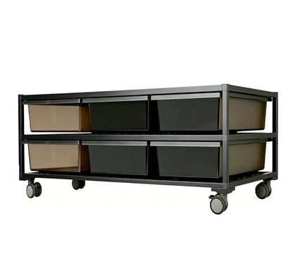 Stackable Reptile Breeding Rack, 2-Tier Reptile Terrarium with Aluminum Frame & Ventilated PET Tubs, Reptile Enclosure for Hatchling Gecko, Juvenile Bearded Dragon, Small Snake