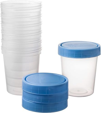 Vakly 4 oz Specimen Cups with Lids, Leak-Proof, 20 Pack | Clear polypropylene, non-sterile, screw-top lids, graduated markings, urine, stool & lab specimen collection