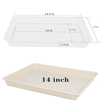 VUWEZ Rectangle Plant Tray, Plant Drip Tray, Plant Pot Saucers, Plant Germination Trays, Plant Saucers, 14.5'' x 11'' x 1.5'' (2 pack), Beige - color: Beige, size: 14.5'' x 11'' x 1.5'' (2 pack)