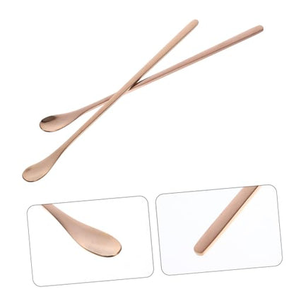 COLLBATH 2pcs Reusable Stainless Steel Reptile Food Spoon Lizard Feeding Scoop for Water and Food Pet Feeding Tool for Small Reptiles and Lizards - color: Golden