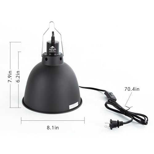 Reptile Light Fixture, 8.1in Deep Dome Reptile Heat Lamp Fixture with Switch, Terrarium UVB Basking Light Fixture for Bearded Dragon Snake Chameleon Lizard, Suitable for E26 Bulbs Up to 150W - size: 8.1'' 150W/1 Pack