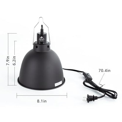 Reptile Light Fixture, 8.1in Deep Dome Reptile Heat Lamp Fixture with Switch, Terrarium UVB Basking Light Fixture for Bearded Dragon Snake Chameleon Lizard, Suitable for E26 Bulbs Up to 150W - size: 8.1'' 150W/1 Pack