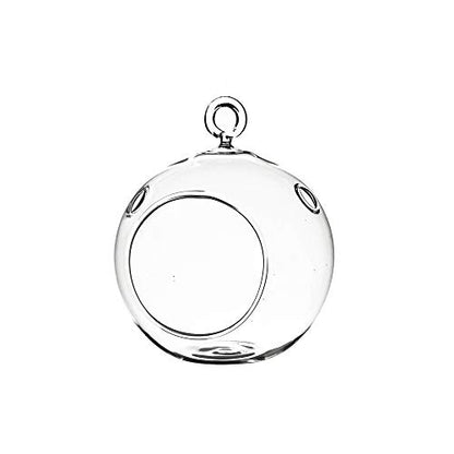 WGV Hanging Terrarium Globe, Width 3", Height 4", DIY Air Succulent Planter, Clear Glass Vase Orb with Flat Bottom, Candle Holder for Windowsill Outdoor Garden Decor, 1 Piece - size: 3" Flat Bottom