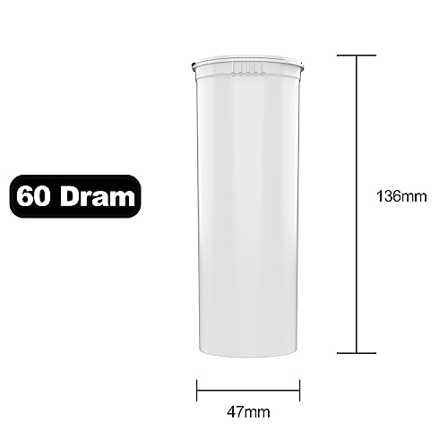60 Dram CR Plastic Packaging Pop Top Containers - Child Resistant Travel Holder Vial Bottles - 75 qty (White) - color: White