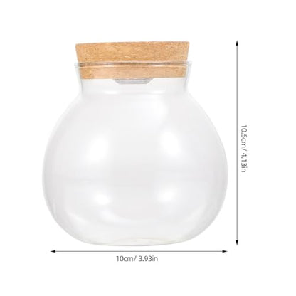 Glass Terrarium Jar with Led Light, Closed Terrarium Jar with Lid for Moss, Succulents and Betta Fish Tank, Large Clear Round Desk Plant Container Ecosystem for Home & Office Decor (no Plants) - size: 10.50X10.00X10.00CM