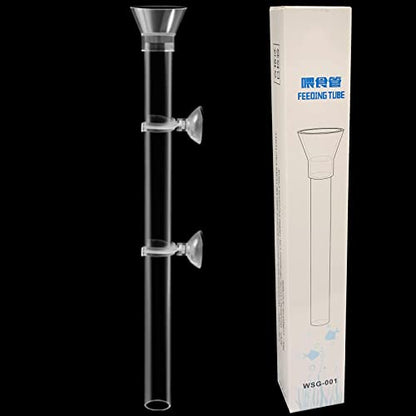 300mm Acrylic Aquarium Shrimp Feeding Tube Aquarium Clear Fish Food Feeder Tube for Fish Tank with 2pcs Suction Cups