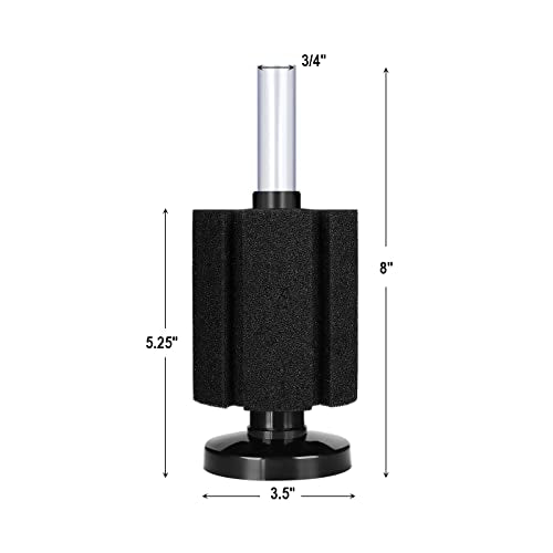 AQUANEAT Aquarium Air Powered Sponge Filter, Fish Tank Bio Bubble Filter with Airline Tubing, Valves, Suction Cup(Up to 50Gal) - size: M Large up to 50Gal