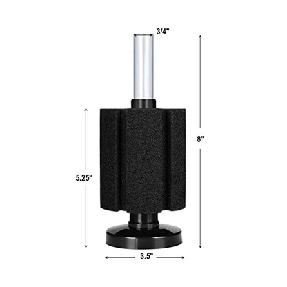 AQUANEAT Aquarium Air Powered Sponge Filter, Fish Tank Bio Bubble Filter with Airline Tubing, Valves, Suction Cup(Up to 50Gal) - size: M Large up to 50Gal