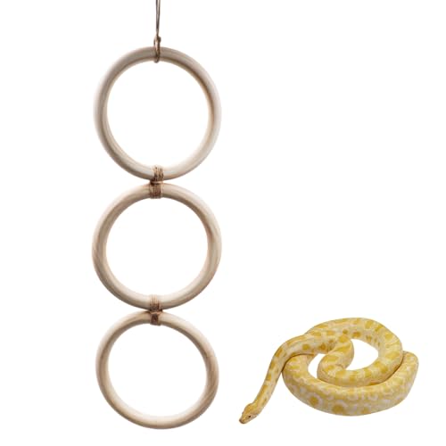 Reptile Tank Accessories, Snake Enrichment Climbing Toys, Wooden Snake Climbing Rings, Reptile Habitat Accessories for Ball Python, Chameleon, Hognose, Corn Snake