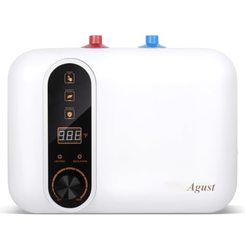 110V-120V 1.5Kw Instant Electric Hot Water Heater Under Kitchen Small Tank 2.5-3.0 Gallon Storage,Rv Trailer Instant Counter Compact Point-of-Use,2 PCs 16” Long 1/2”FIP Stainless Steel Water Hose 11L