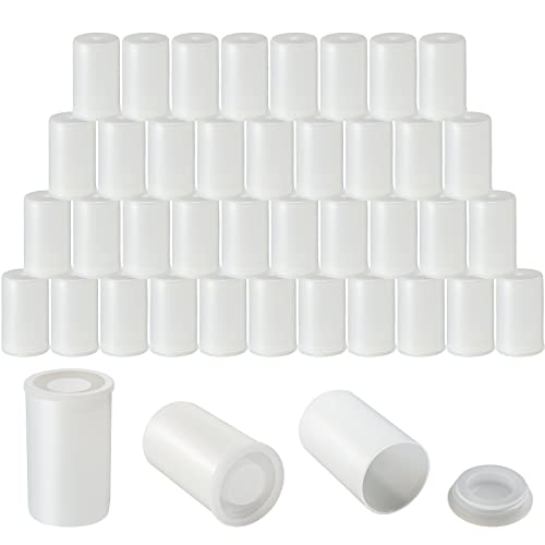 JOVITEC 100 Pcs Plastic Film Canister Holder 35 mm Empty Camera Reel Containers Storage Containers Case with Lids for Small Accessories Fish Hook Film Beads(White) - color: White