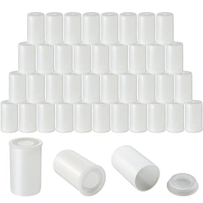 JOVITEC 100 Pcs Plastic Film Canister Holder 35 mm Empty Camera Reel Containers Storage Containers Case with Lids for Small Accessories Fish Hook Film Beads(White) - color: White