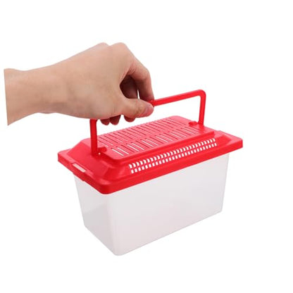 COLLBATH 2pcs Reptile Tortoise Feeding Tank Portable Aquarium Ventilation Design Lightweight Travel Container for and Pets Lid