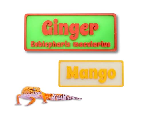 Magnetic Reptile Personalized Name Sign for Leopard Gecko, Crested Gecko, Frogs, Snakes, Hermit Crab with Species Name Plate Habitat Decor Accessories