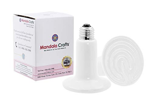 Mandala Crafts 2 White 100W No Light Ceramic Heat Emitter Che Lamp Bulbs | E26 Socket, Safe Around Water, No Noise, Infrared, for Reptile, Bearded Dragon, Turtle, Lizard, Snake, Chicken Coop, Brooder - color: White