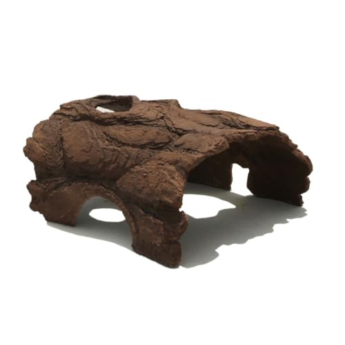 Pine Bark Fish Cave, Camouflage Hiding Shelter for Koi Pond, Realistic Underwater Sanctuary to Protect Fish from Herons - color: Brown, size: Large