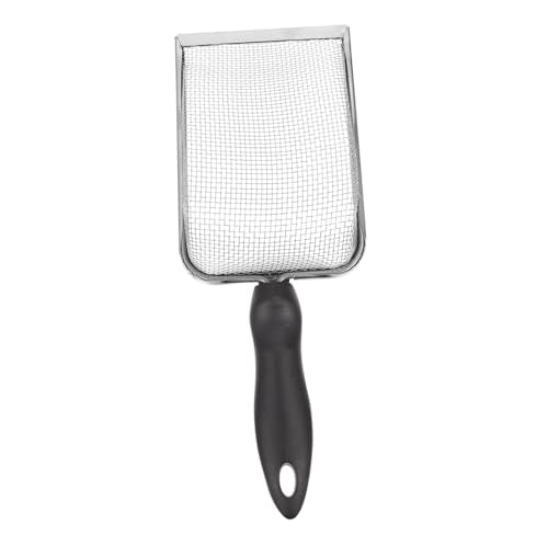 Milisten 1pc Box Climbing Pet Sand Excrement Shovel Stainless Steel Sand Sieve Stainless Steel Filtering Mesh Shovel Reptile Sand Substrate Scoop Reptile Litter Cleaner Reptile Supplies, Black