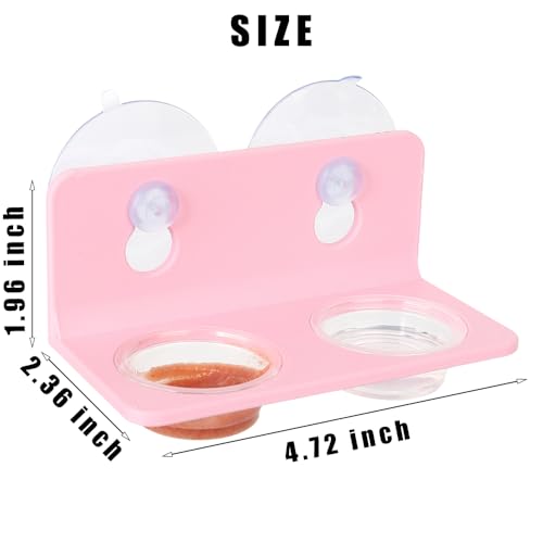 Crested Gecko Feeding Ledge with 10PCS Gecko Food Dish - Pink - color: Pink