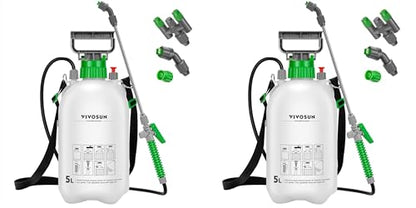 VIVOSUN 1.35 Gal/5L Pump Sprayer, Garden Water Sprayer for Plants, Weeds & Lawn Care, with 3 Nozzles, 50'' Long Hose & Pressure Relief Valve (Pack of 2) - size: 1.35 gal (Pack of 2)