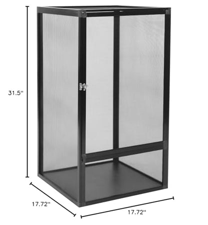 Reptile Terrarium Enclosure, 17.7x17.7x31.5 inch Micro Habitat Net Cage, Aluminum Alloy Mesh Box for Lizards Snakes Insects, Removable Top, Easy Carry