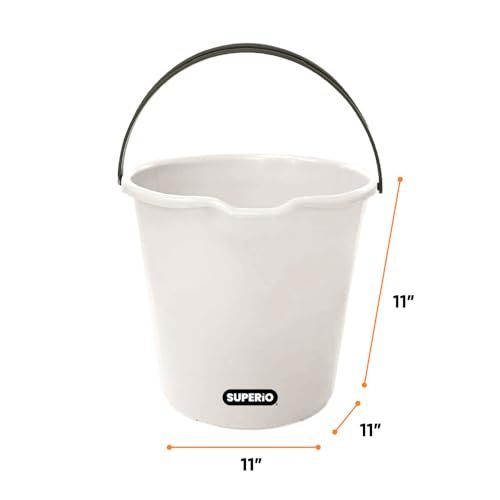 Superio 2.75 Gallon Plastic Cleaning Bucket with Large Spout, Utility Pail for Mopping, Car Wash, Fishing, Camping & Household Use, Light Grey, 1 Pack - color: Light Grey, size: 1 Pack