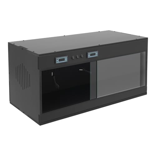 PVC Reptile Enclosure, 31.5x15.75x15.75 inch Dual Temperature Control Reptile Terrarium with Glass Sliding Door & Intelligent Thermostat, Reptiles Tank Lounge Habitat for Gecko Lizard Turtle (Black)