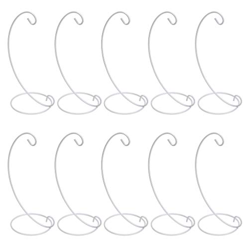 OwnMy 10PCS White Ornament Display Stand Holder Iron Ornament Hanger Stands | Metal Tabletop Ornament Stands for Display, Ornament Hanging Racks for Hanging Witch Balls, Crystal Ball, Air Plant Terrarium