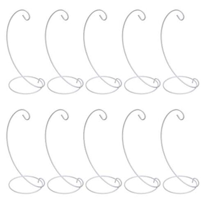 OwnMy 10PCS White Ornament Display Stand Holder Iron Ornament Hanger Stands | Metal Tabletop Ornament Stands for Display, Ornament Hanging Racks for Hanging Witch Balls, Crystal Ball, Air Plant Terrarium