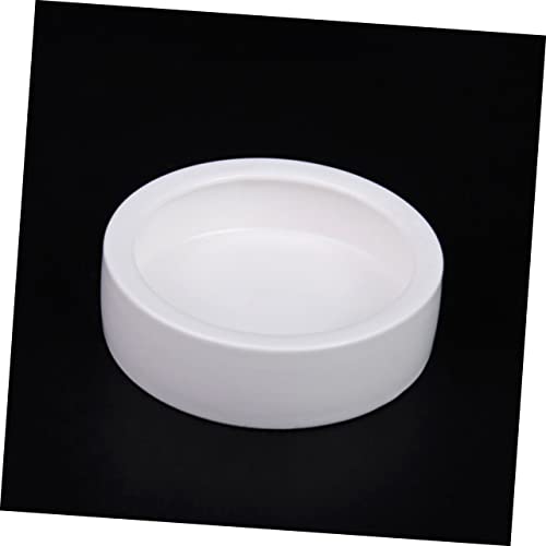 Kisangel 2pcs Reptile Food and Water Storage Bowls Thicken Ceramics Lizard Feeder Set Round Design for Reptiles Easy to Clean Stable Base White
