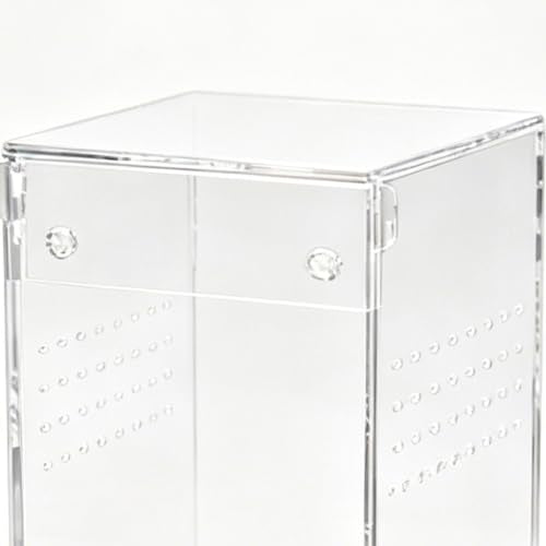 Jumping Spider Enclosure with Magnetic Door Acrylic House | Reptile Terrarium Spider Feeding Box for Tarantula Snail Gecko Frog Lizard Beetles Centipedes Home Living Room Office
