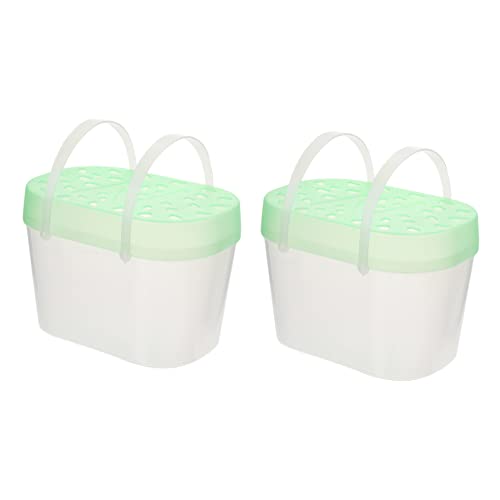 YARNOW 2pcs Portable Hamster Boxes and Turtle Containers with Thickened Lid Reptile Cages for Travel Comfortable Ventilation Design - color: Green