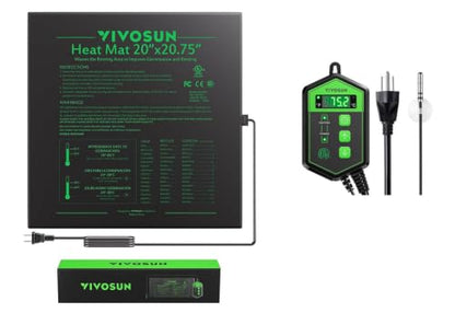 VIVOSUN Durable Waterproof Seedling Heat Mat 20" x 20.75" and Digital Heat Mat Thermostat Controller, 40–108 ºF 1000W for Reptiles, Seedlings, Germination, Incubation and Fermentation