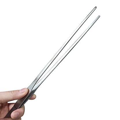 2 Pcs Feeding Tongs, Aquarium Tweezers Straight and Curved Tweezers Set | 27cm/10.6 inches Stainless Steel Aquascaping Tools for Hold Worms, Reptiles, Lizards, Bearded Dragon (Silver)