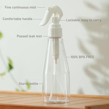 10 oz Continuous Spray Bottle for Hair, Ultra-Fine Water Spray Bottle for Cleaning, Plants, Pets (Plastic, White, 300ml) - color: white