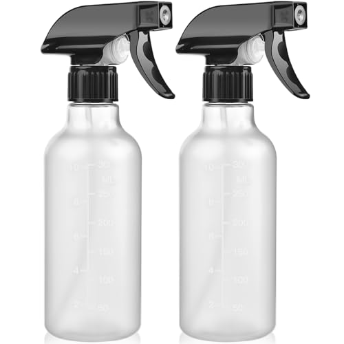 Bealee Empty Spray Bottles 2 Pack 10 Oz, Mist & Stream, Heavy Duty Spraying | Chemical-resistant, Leak-Proof, Better Trigger, BPA-free, Measurements, for Cleaning Solutions, Plants, Hair, Essential Oils