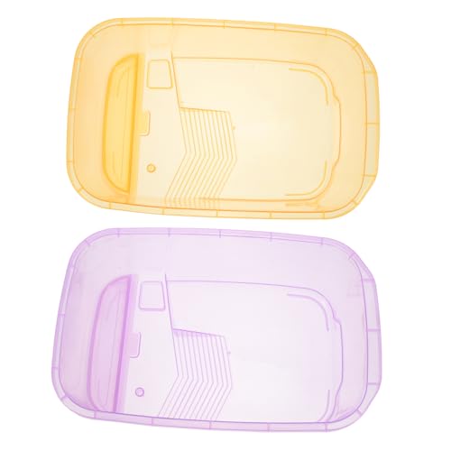 Generic 2pcs Turtle Feeding Box Terrarium Reptile Turtle Tank Reptile Habitat with Platform Pond Betta Fish Tank Water Bowl Hermit Crab Habitat Aquarium Sponge s Plastic