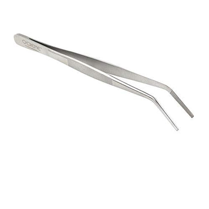O'Creme Stainless Steel Precision Kitchen Culinary 8 Inch Tweezer Tongs (8" Curved, Silver) - color: Silver, size: 8" Curved
