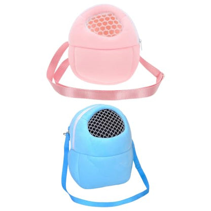PartyKindom 2pcs Small Animal Carrying Bag for Hamsters and Reptiles, Lightweight Velvet Travel Carrier with Breathable Mesh Window and Secure Closure, Adjustable Shoulder Strap for Outings