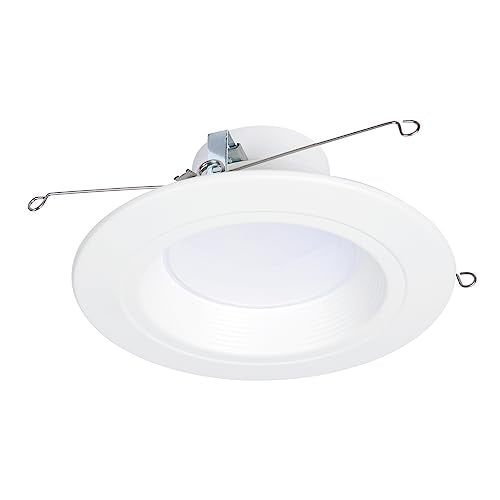 HALO RL 5/6 inch LED recessed Can Light Trim, 5CCT, dimmable, 900/1200 lm | recessed baffle retrofit can light trim, low glare, wet-rated for showers and outdoor use, Dims to 5% + dim to warm - size: 5/6 inch, style: 900/1200 Selectable Lumens