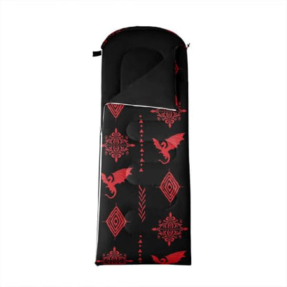 Erosebridal Sugar Skull Sleeping Bag for Kids Southwestern Aztec Western Camping Blanket for Hiking Travel Hunting Sleep Bag - color: Black Red 3