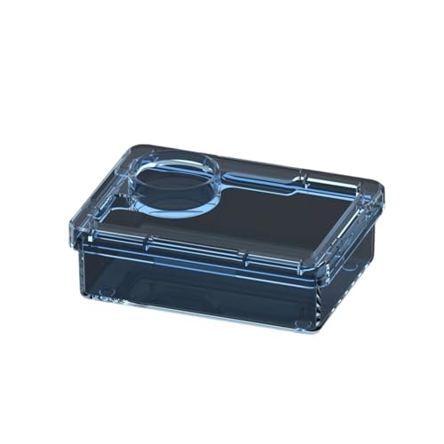 LEBETE Transparents Reptiles Feeder Bowl Escape Reptiles Food Container for Lizards Turtles and Small Pet Easy to Clean - color: Blue, size: 9.5x7x3.5cm