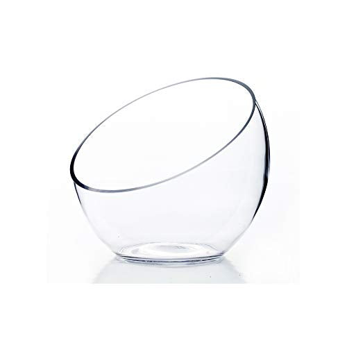 WGVI Clear Slant Cut Bowl Glass Vase, Glass Terrarium, Candy Dish, Glassware, Slant Cut, 7" Width, 6" Height (1 Piece) - size: Slant Bowl 6"H