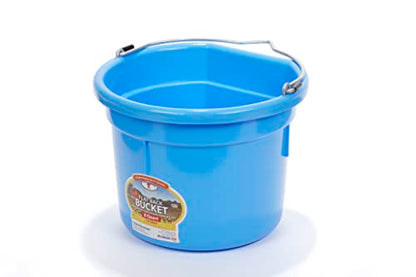 Little Giant® Flat Back Plastic Animal Feed Bucket | Animal Water and Feed Bucket with Metal Handle | 8 Quarts | Berry Blue - color: Berry Blue