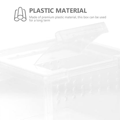 FRCOLOR Clear Plastic Insect Feeding Box Small Critter Keeper Portable Mini Terrarium Cage 2.76X2.76X1.77In Ideal for Reptiles Amphibians and Small Animals