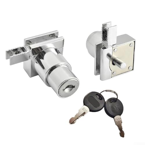 Zinc Alloy Sliding Glass Door Lock Set with Keys for Display Cabinets and Terrariums, Rust-Resistant Hardware for 5-8mm Glass Panels, Installation without Drilling(1PCS) - size: 1 Piece