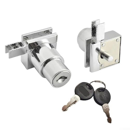 Zinc Alloy Sliding Glass Door Lock Set with Keys for Display Cabinets and Terrariums, Rust-Resistant Hardware for 5-8mm Glass Panels, Installation without Drilling(1PCS) - size: 1 Piece